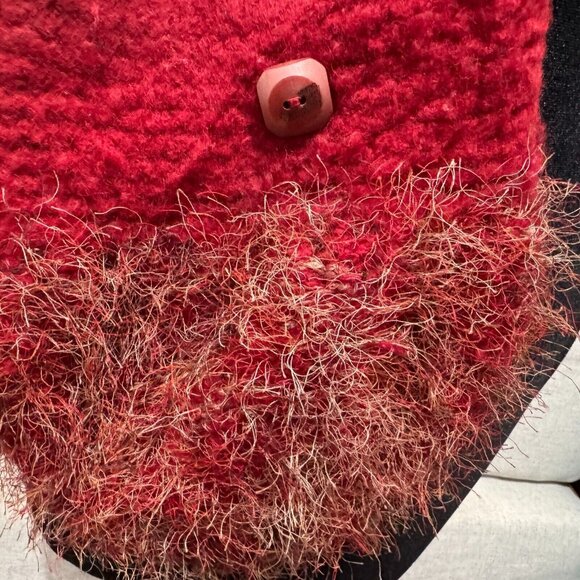 Handmade Crossbody Felted Bag, Fuzzy Eyelash Knit, Red - Picture 8 of 13